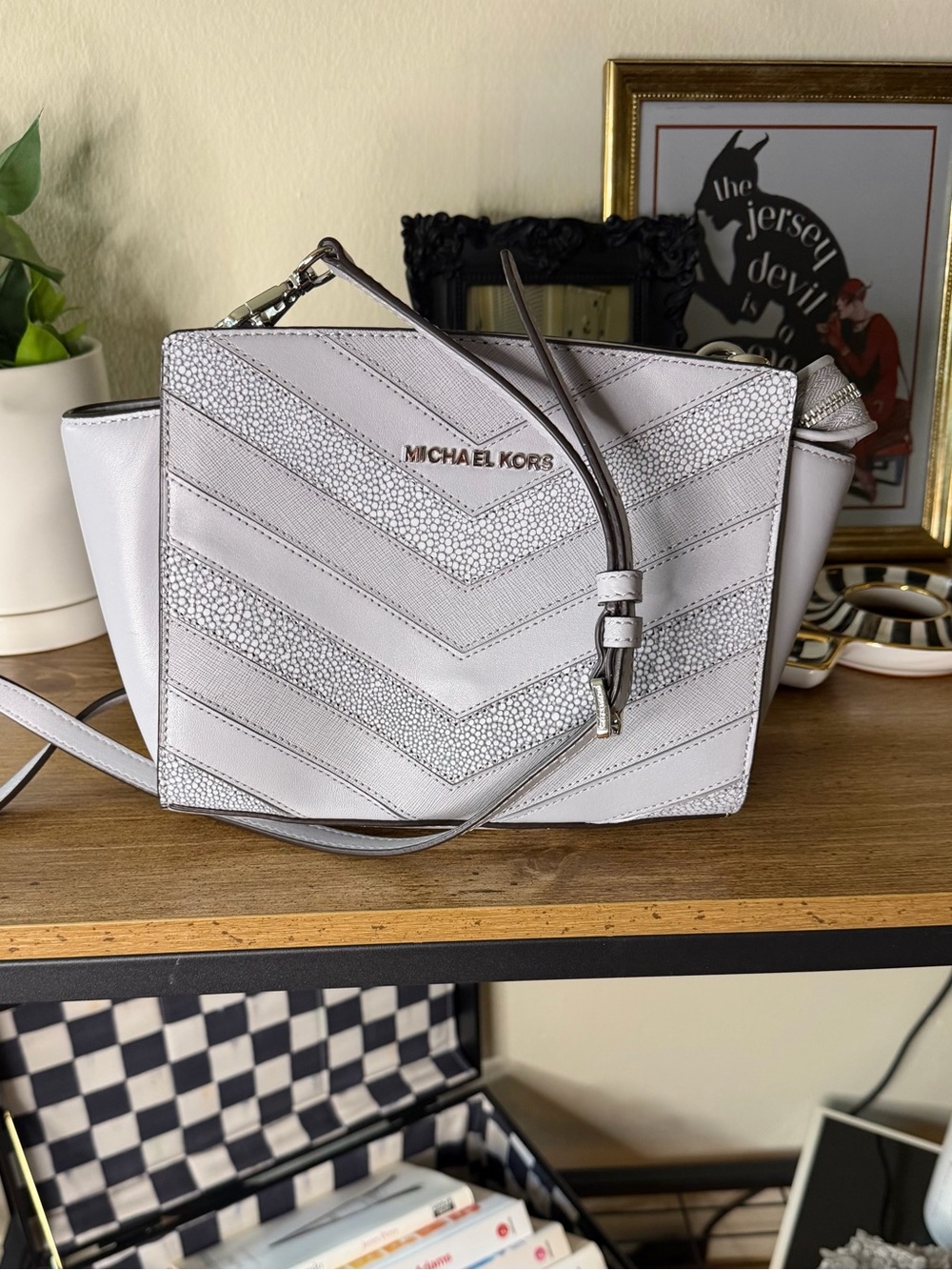 Michael Kors Gray Mixed Texture Crossbody Bag